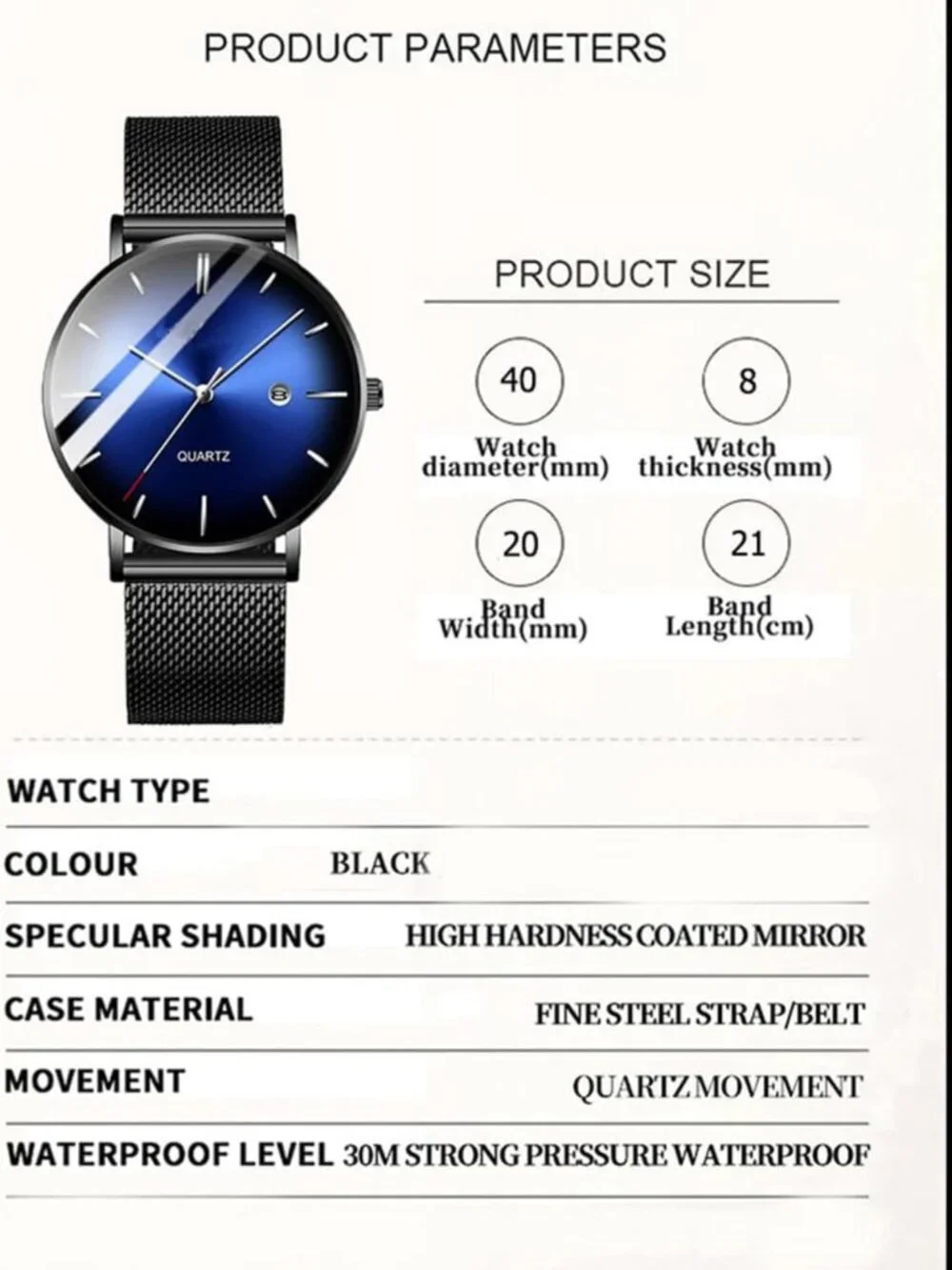 Stylish Minimalist Waterproof Men's Analog Watch | Ultra Thin Stainless Steel